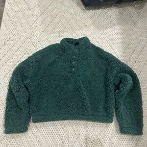 Cropped Green Sherpa Jacket